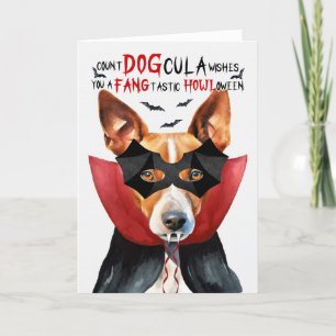 Basenji Hund Funny Count DOGcula Halloween Helgkort