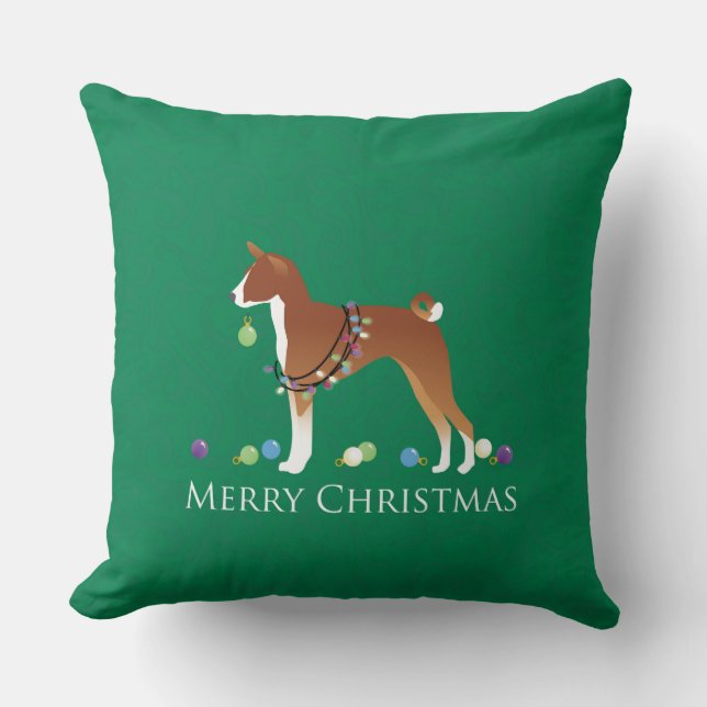 Basenji Hund God jul Design Kudde (Framsida)