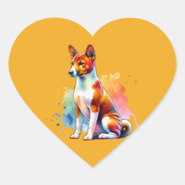 Basenji Hund Hjärtformat Klistermärke