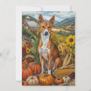 Basenji Hund Höstskörd Tacksägelse Julkort