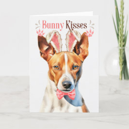 Basenji Hund i Bunny Öron för Påsk Helgkort