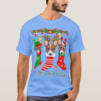 Basenji Hund in jul Socks Ljus Julafton T Shirt