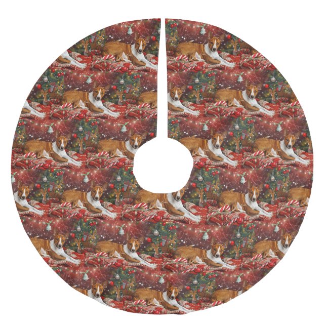 Basenji Hund julafton Julgransmatta Borstad Polyester (Framsidan)