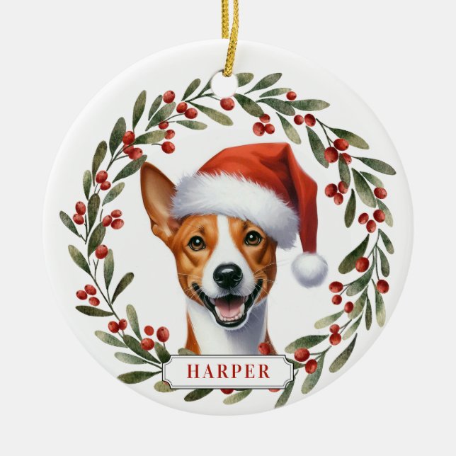 Basenji Hund Keramisk Cirkulär Ornament (Framsidan)