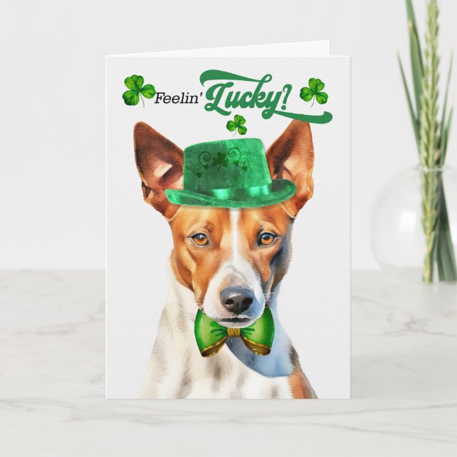 Basenji Hund Lucky St patrick's day Helgkort (Framsida)