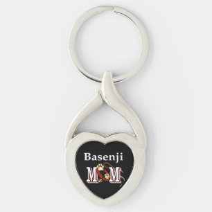 Basenji Hund MAMMA Twisted Heart Silverfärgad Nyckelring