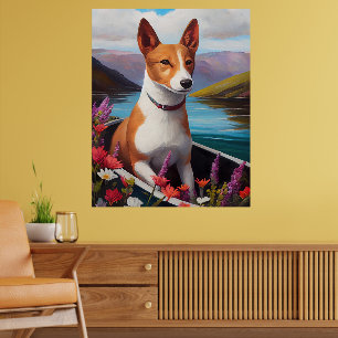 Basenji Hund på en paddel: Ett naturskönt äventyr Poster