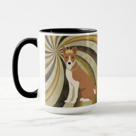 Basenji Hund Red and White on Swirled Background Mugg