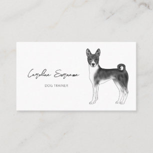 Basenji Hund Ritning i svart-vit minimalism Visitkort