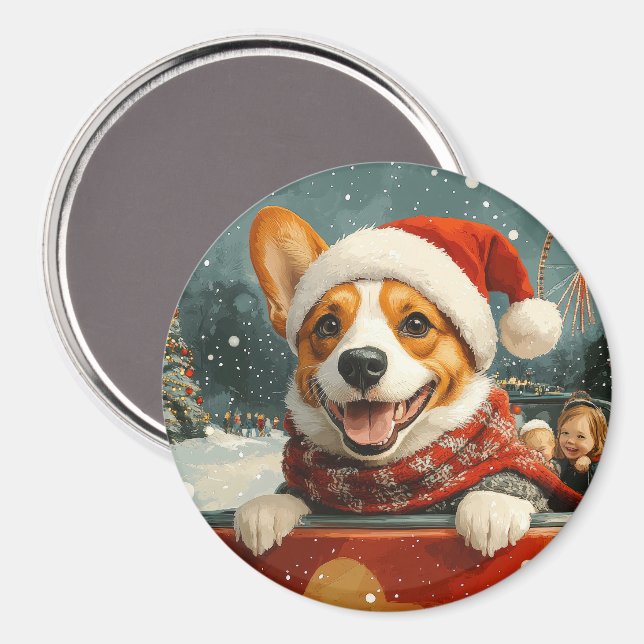 Basenji Hund Roller Underlägg jul Magnet (Front/Back)