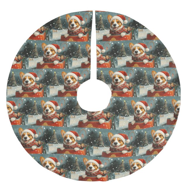 Basenji Hund Rulltrappa Jul Julgransmatta Borstad Polyester (Framsidan)