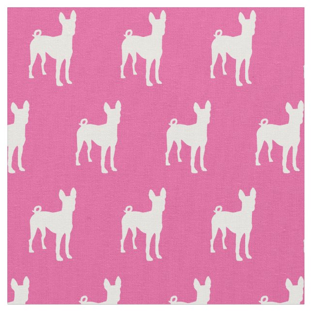 Basenji Hund Silhouette Pet Rosa Tyg (Närbild)