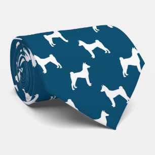 Basenji Hund Silhouettes Mönster Blue och White Slips