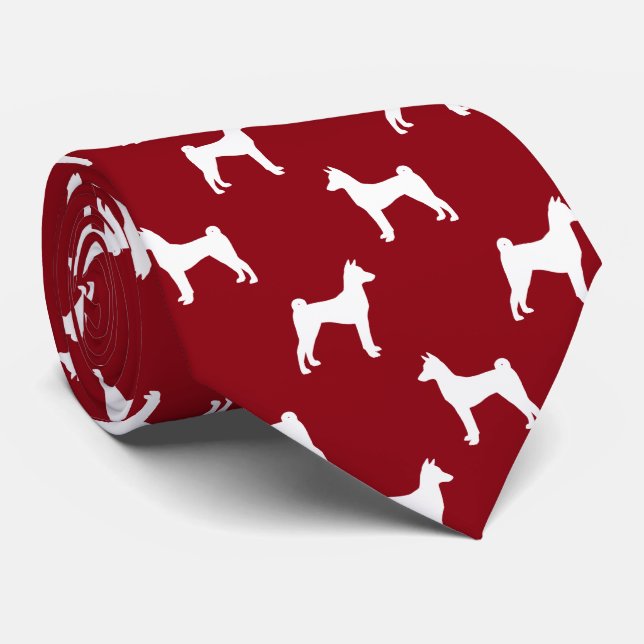Basenji Hund Silhouettes Mönster Red and White Slips (Rullad)