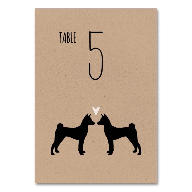 Basenji Hund Silhouettes Wedding Reception Bordsnummer (Framsidan)