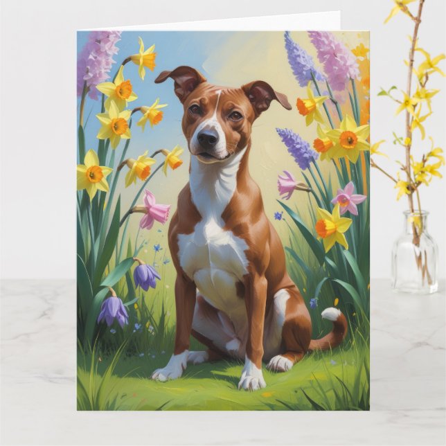 Basenji Hund Vårblommor Målning  Kort (Gul blomma)