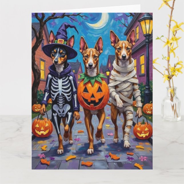 Basenji Hundar Busar på Halloween-kostymer Kort (Gul blomma)