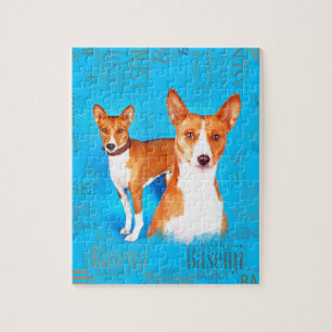 Basenji hundar med ordmolnmönster pussel