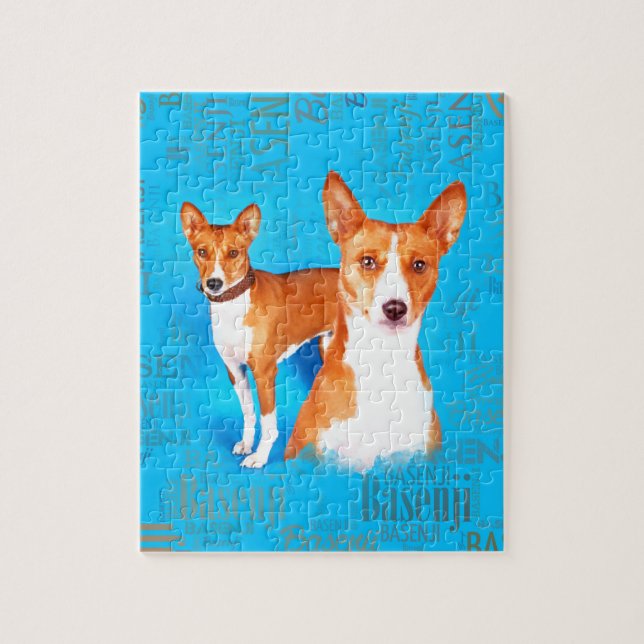 Basenji hundar med ordmolnmönster pussel (Vertikal)