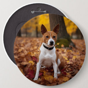 Basenji i Höst löv Fall Inspire Knapp