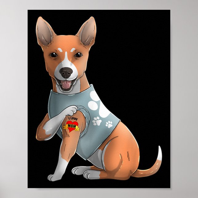 Basenji I Kärlek Mamma Tattoo Hund tröja Funny Mam Poster (Framsidan)