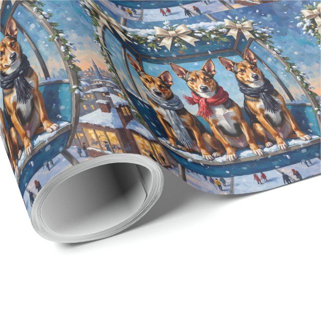 Basenji jul Ferris hjul karneval högtid Presentpapper (Rullad Hörn)
