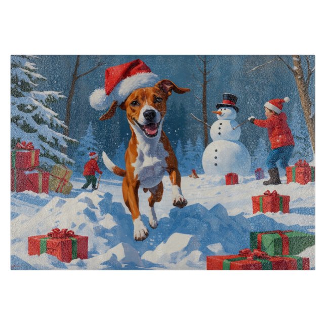 Basenji Jul Festiv Snö Scen (Framsidan)