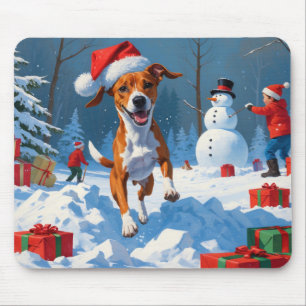 Basenji Jul Festiv Snö Scen Musmatta