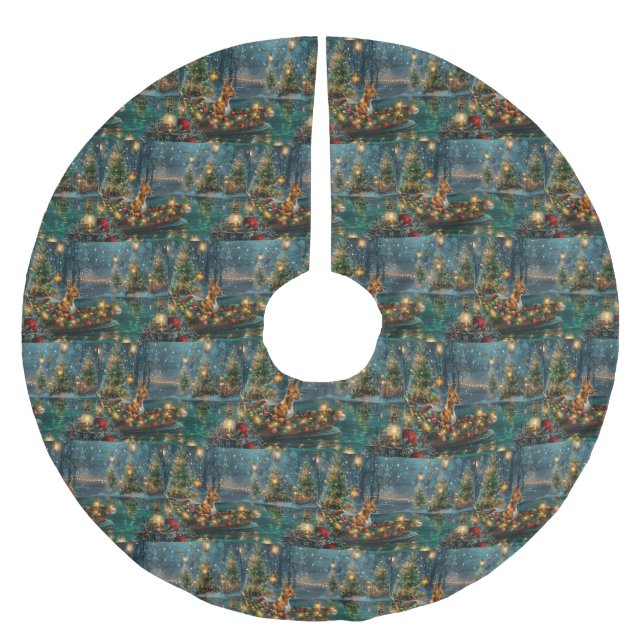 Basenji jul Festive Voyage Julgransmatta Borstad Polyester (Framsidan)