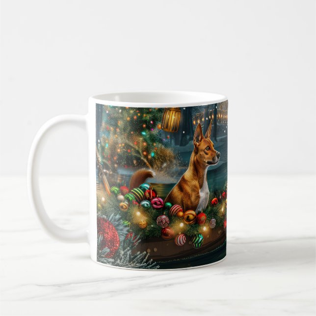 Basenji jul Festive Voyage Kaffemugg (Vänster)