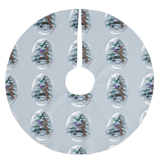 Basenji jul julgransmatta borstad polyester (Framsidan)