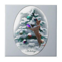 Basenji jul kakelplatta