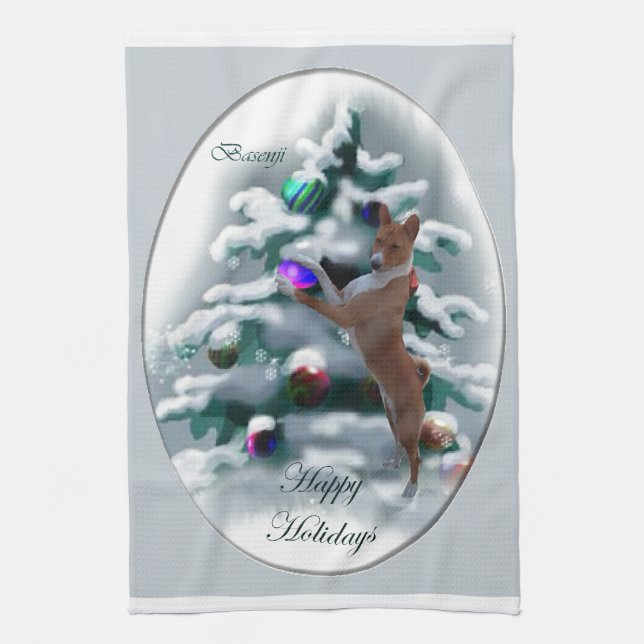 Basenji jul kökshandduk (Vertikal)