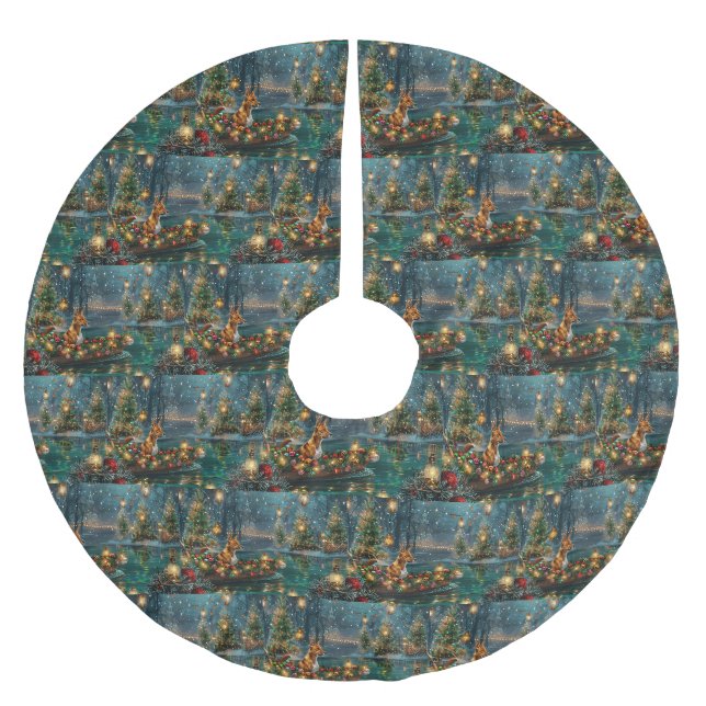 Basenji Julfestliga resa Julgransmatta Borstad Polyester (Framsidan)
