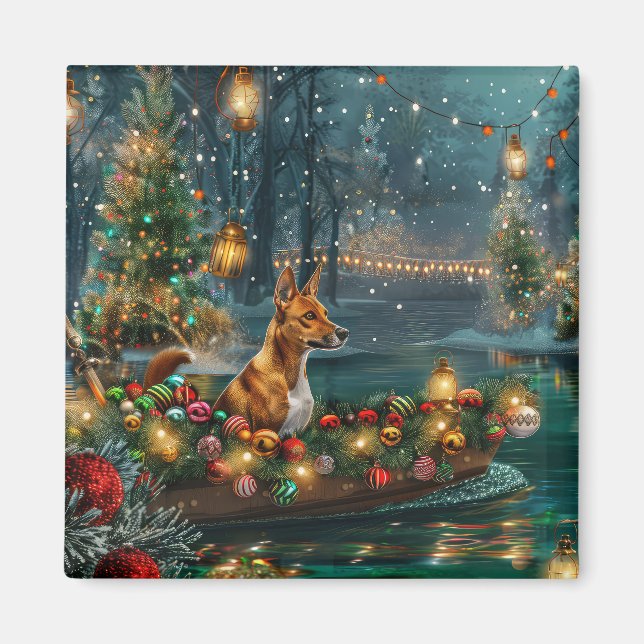 Basenji Julfestliga resa Magnet (Framsidan)