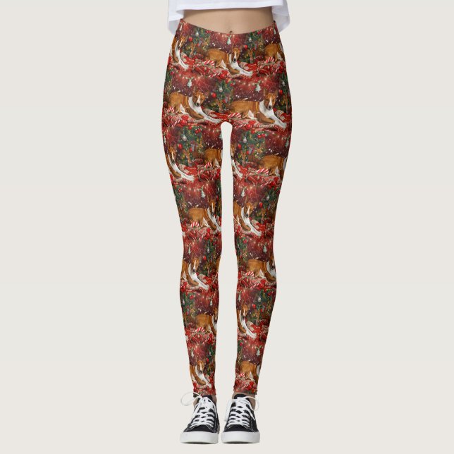 Basenji Julfirande Leggings (Framsida)