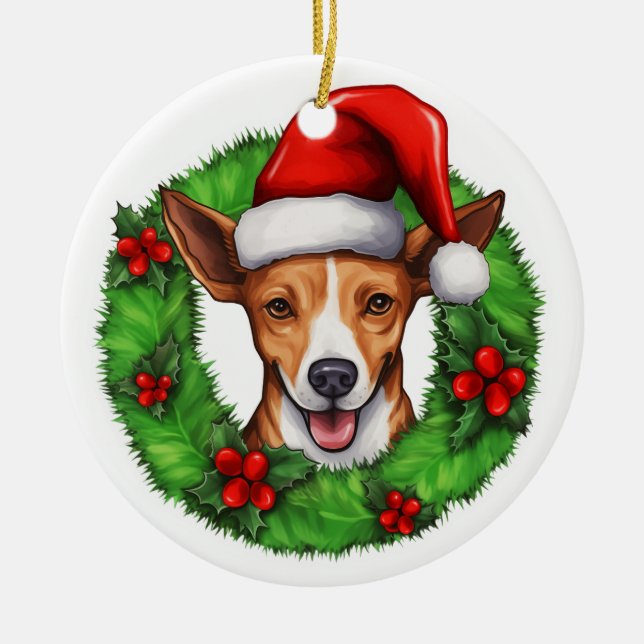 Basenji-julfransens Julgransprydnad Keramik (Framsidan)