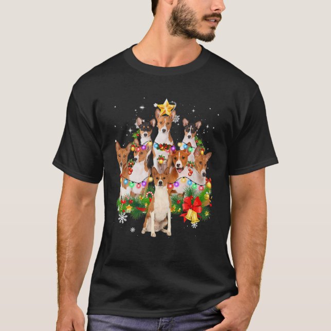 Basenji Julgran X-Mas-Dekorationer är lätta för T Shirt (Framsida)