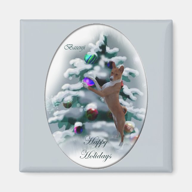 Basenji-julklappar Magnet (Framsidan)