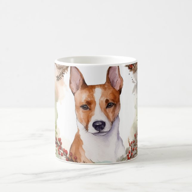Basenji Julkrans Festiva Hundvalp Kaffemugg (Center)