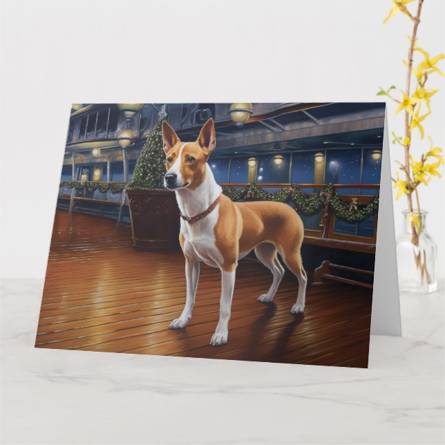 Basenji julkryssning: Pawsome Holiday Delight  Kort (Gul blomma)