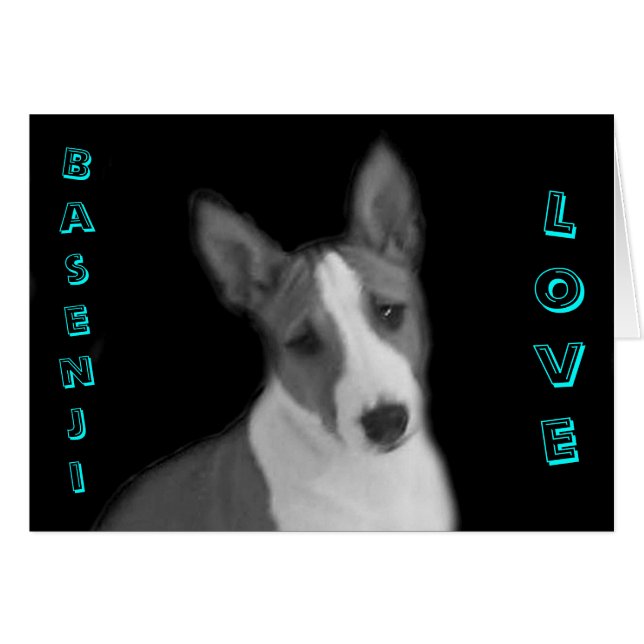 Basenji Kärlek Card Hälsningskort (Framsidan Horizontal)