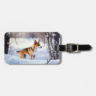 Basenji Låt det snöa jul Bagagebricka