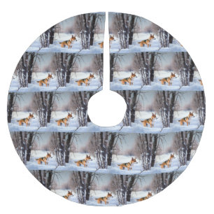 Basenji Låt det snöa jul Julgransmatta Borstad Polyester