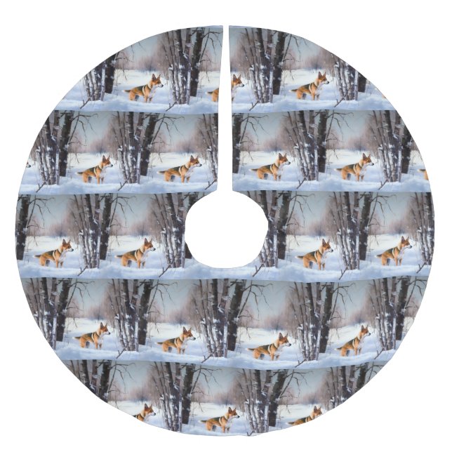 Basenji Låt det snöa jul Julgransmatta Borstad Polyester (Framsidan)