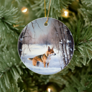 Basenji Låt Det Snöa Jul Julgransprydnad Keramik