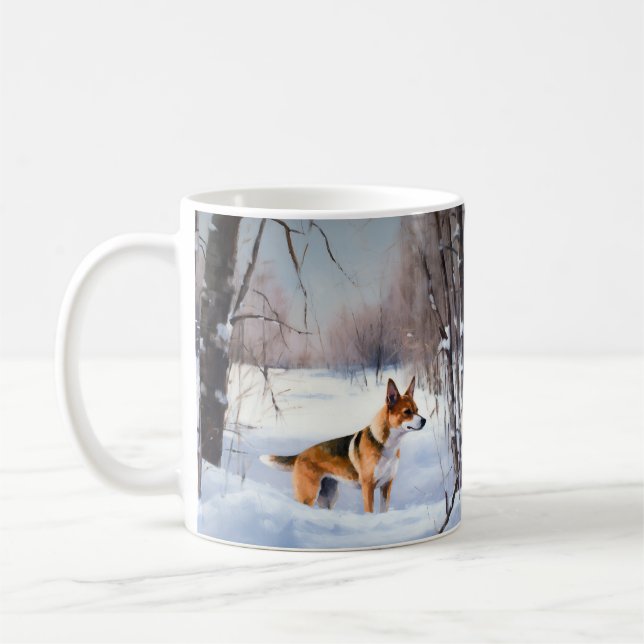 Basenji Låt det snöa jul Kaffemugg (Vänster)