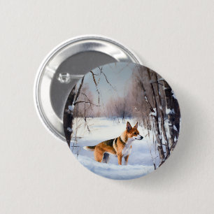 Basenji Låt det snöa jul Knapp