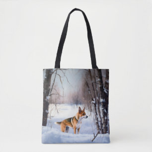 Basenji Låt det snöa jul  Tygkasse