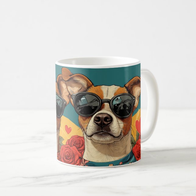 Basenji med hjärtligt Ro Alla hjärtans dag Kaffemugg (Framsida höger)